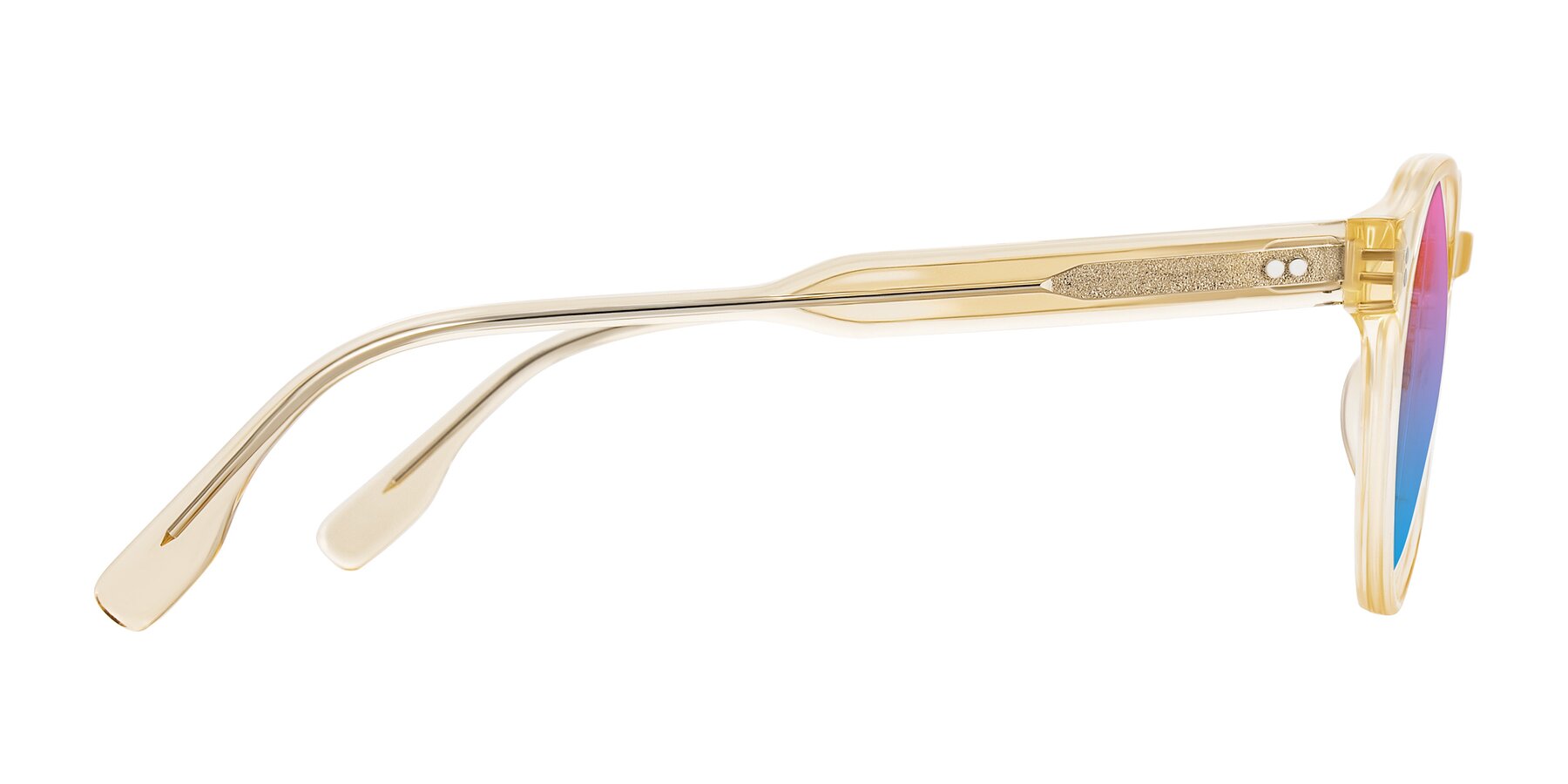 Side of Vaswat in Light Orange with Pink / Blue Gradient Lenses