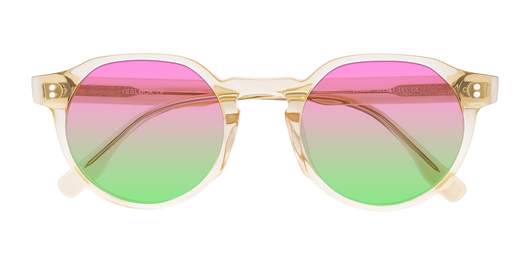 Folded Front of Vaswat in Light Orange with Pink / Green Gradient Lenses