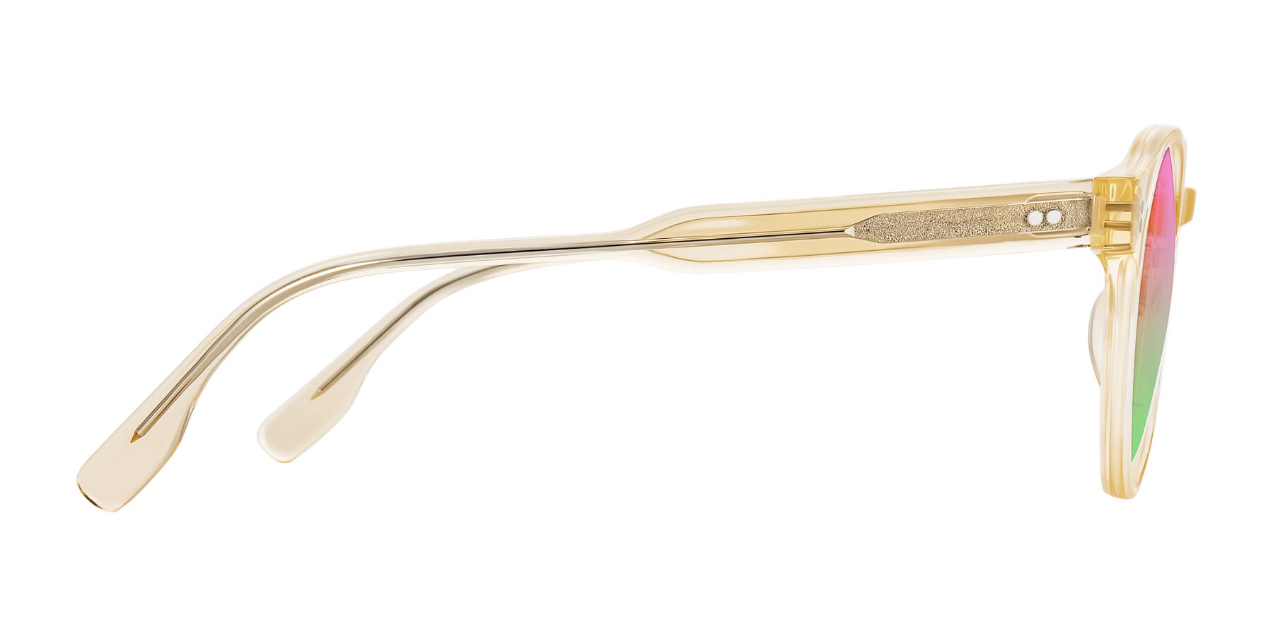 Side of Vaswat in Light Orange with Pink / Green Gradient Lenses