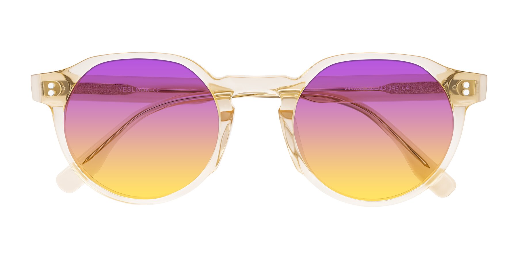 Folded Front of Vaswat in Light Orange with Purple / Yellow Gradient Lenses
