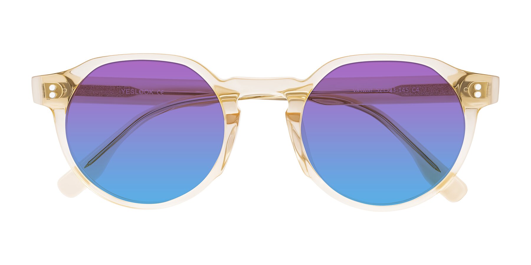 Folded Front of Vaswat in Light Orange with Purple / Blue Gradient Lenses