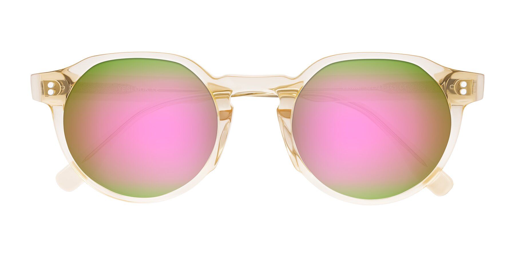 Folded Front of Vaswat in Light Orange with Pink Mirrored Lenses
