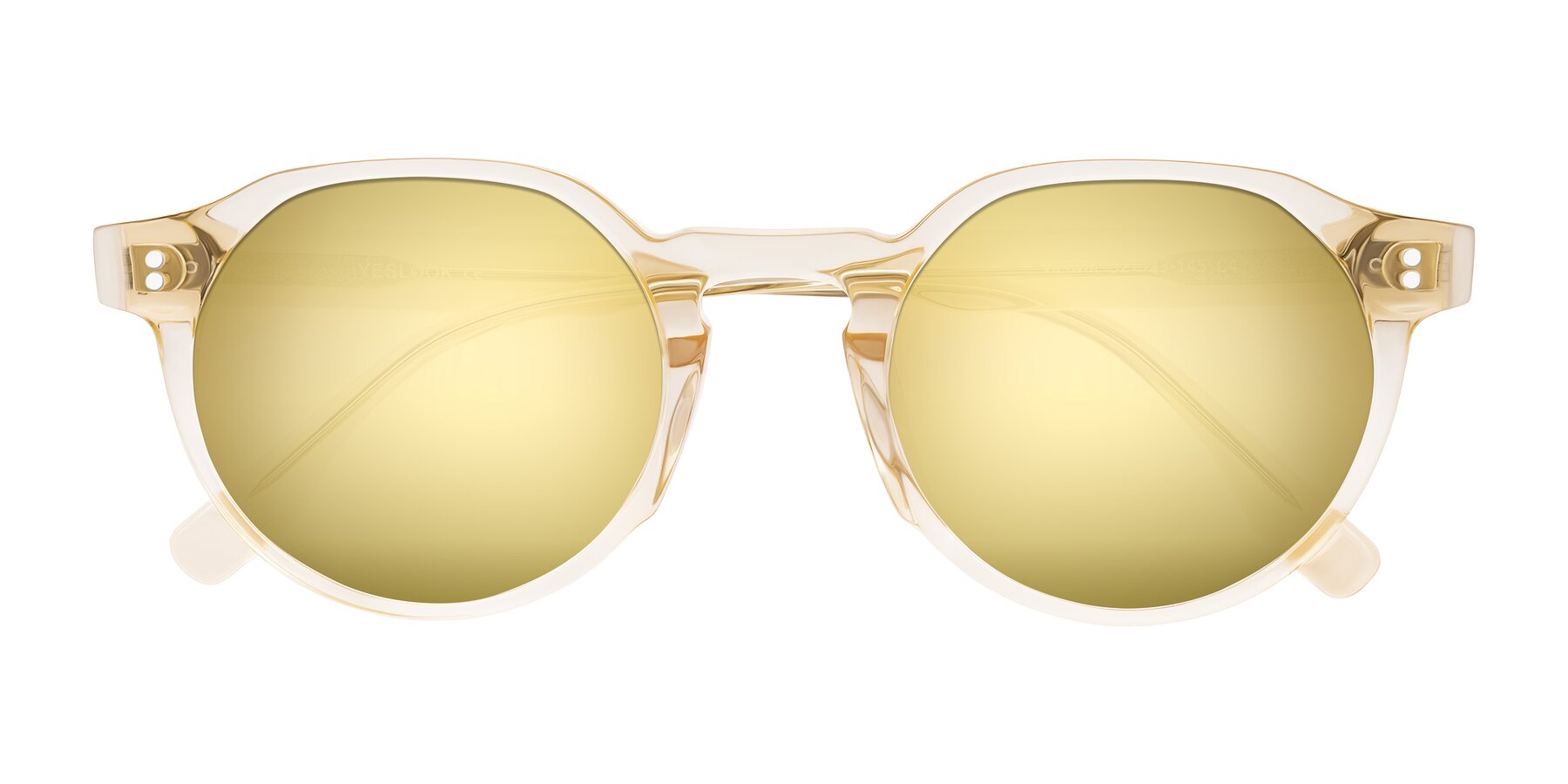 Folded Front of Vaswat in Light Orange with Gold Mirrored Lenses