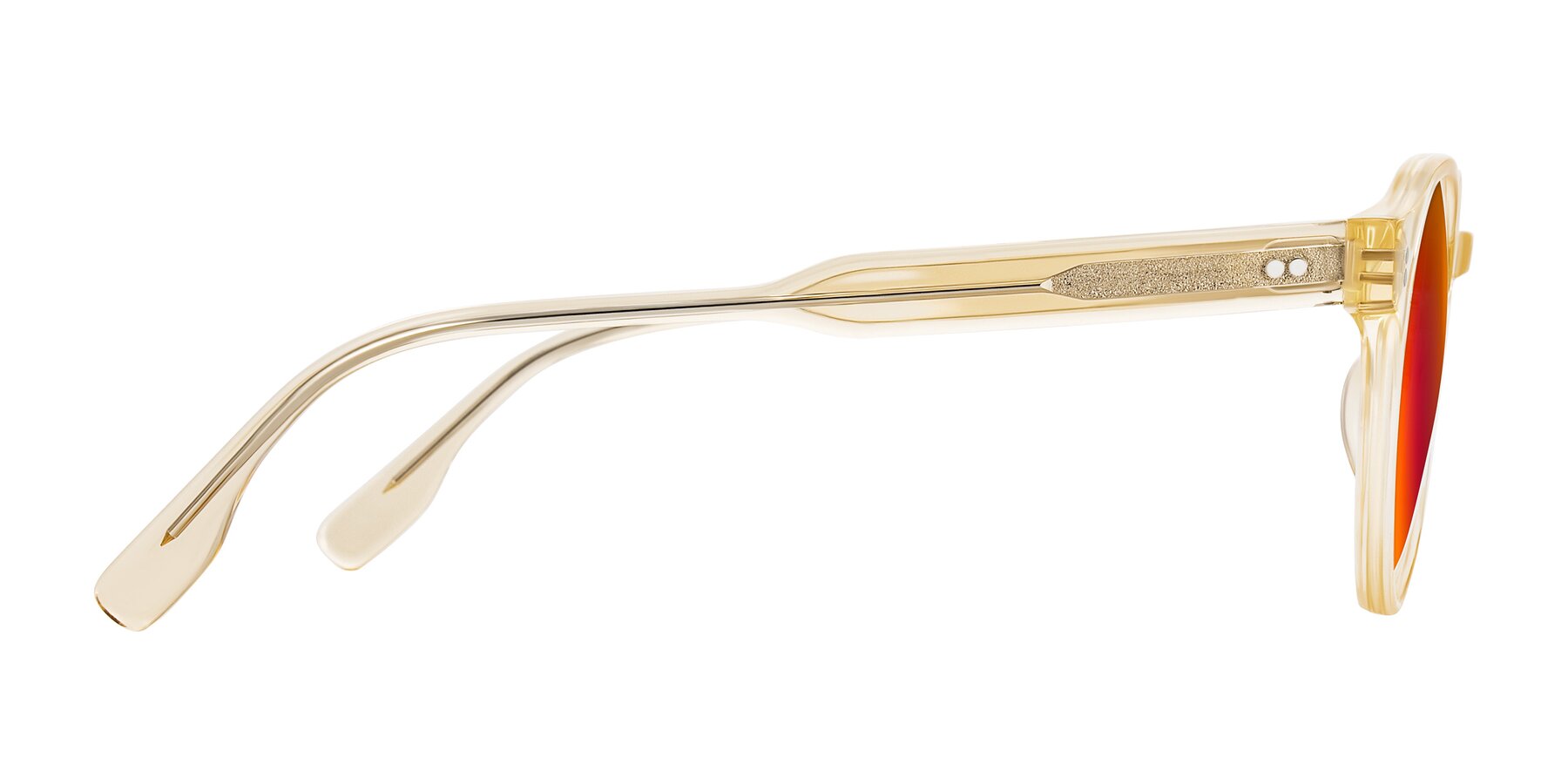 Side of Vaswat in Light Orange with Red Gold Mirrored Lenses