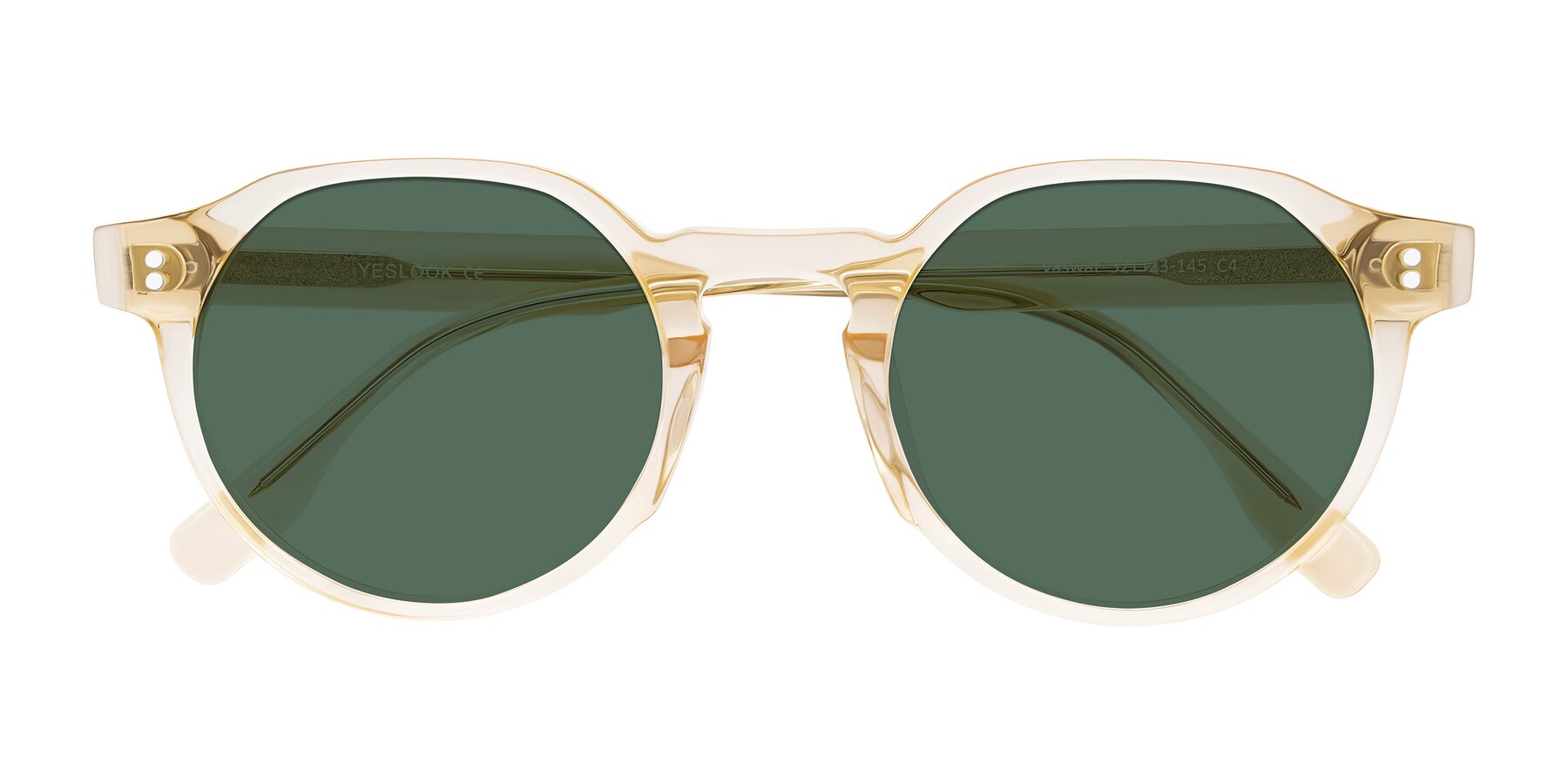 Folded Front of Vaswat in Light Orange with Green Polarized Lenses