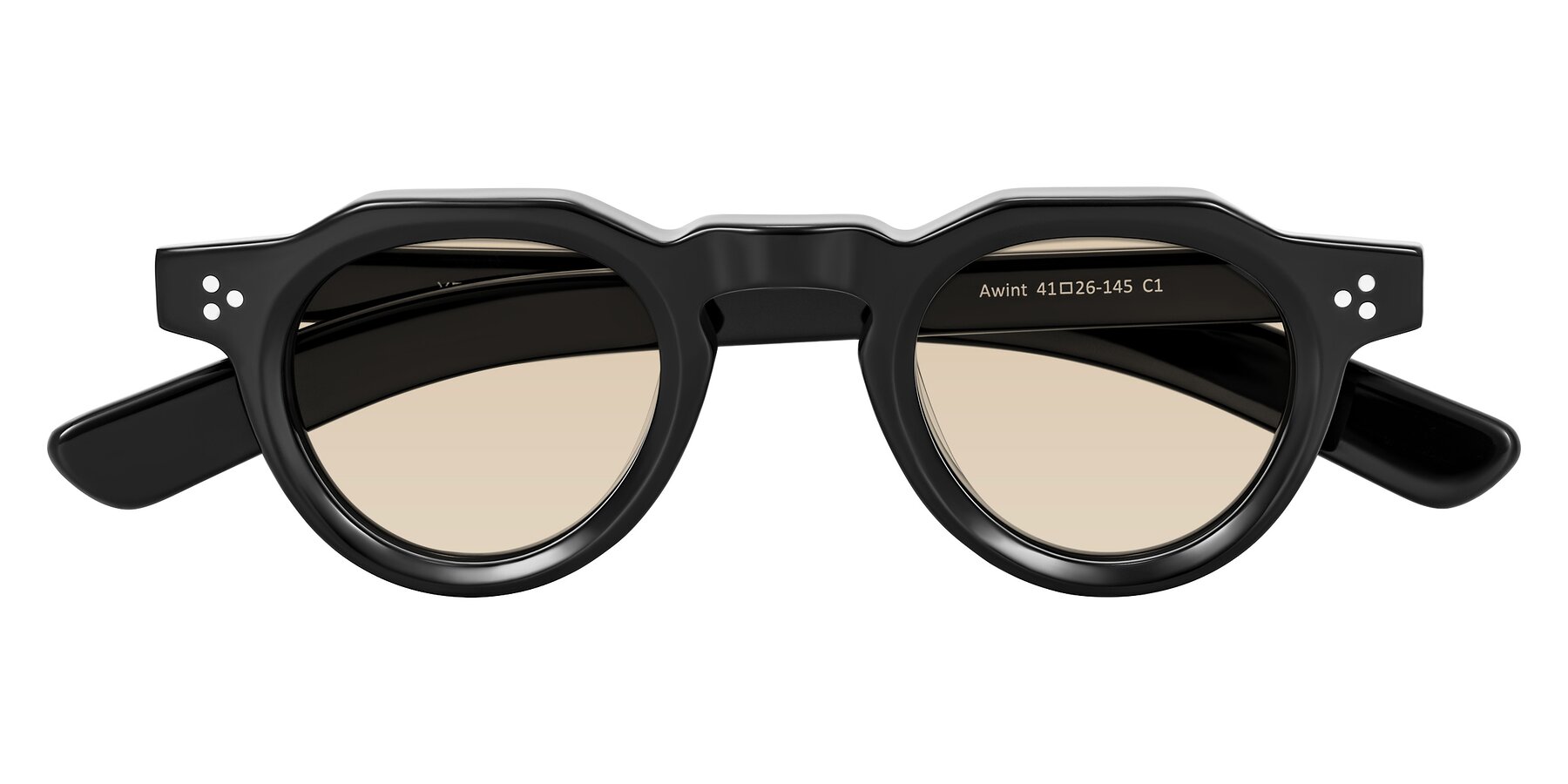 Folded Front of Awint in Black with Light Brown Tinted Lenses