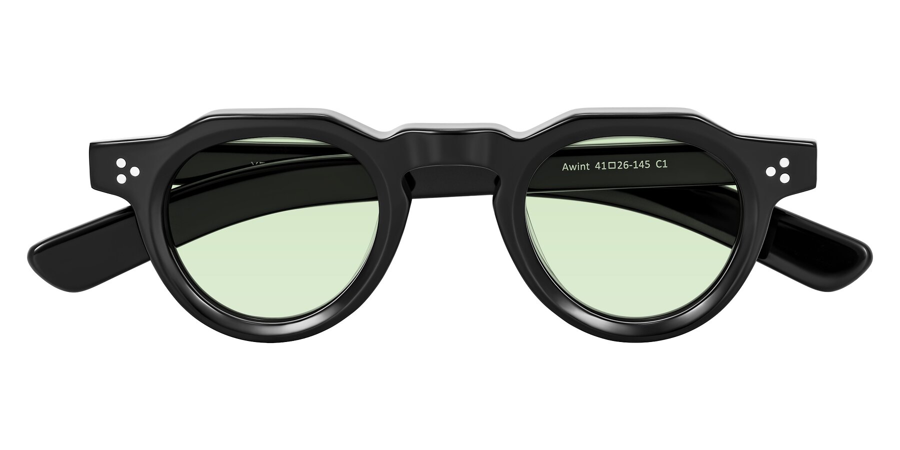 Folded Front of Awint in Black with Light Green Tinted Lenses