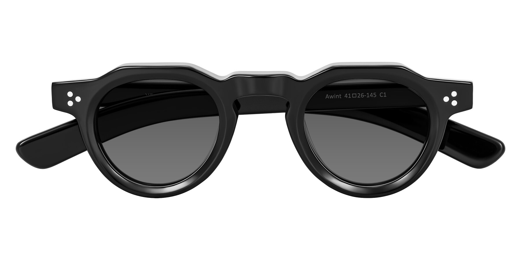 Folded Front of Awint in Black with Medium Gray Tinted Lenses