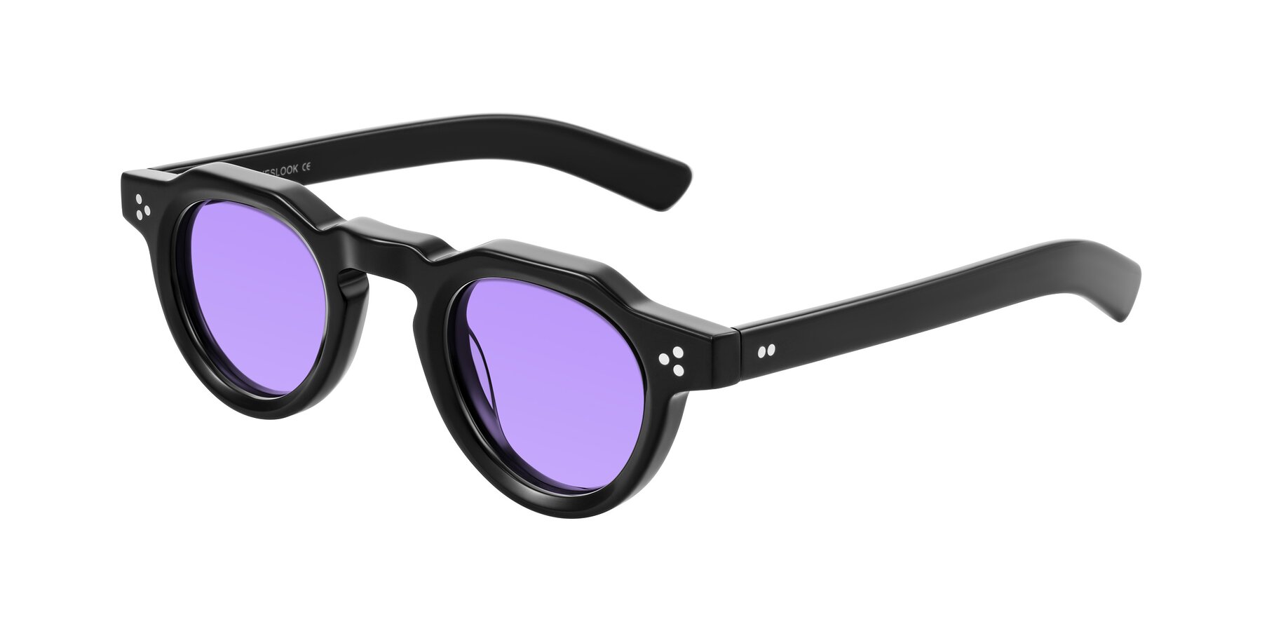 Angle of Awint in Black with Medium Purple Tinted Lenses