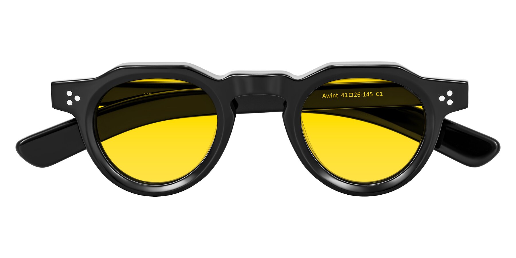 Folded Front of Awint in Black with Yellow Tinted Lenses
