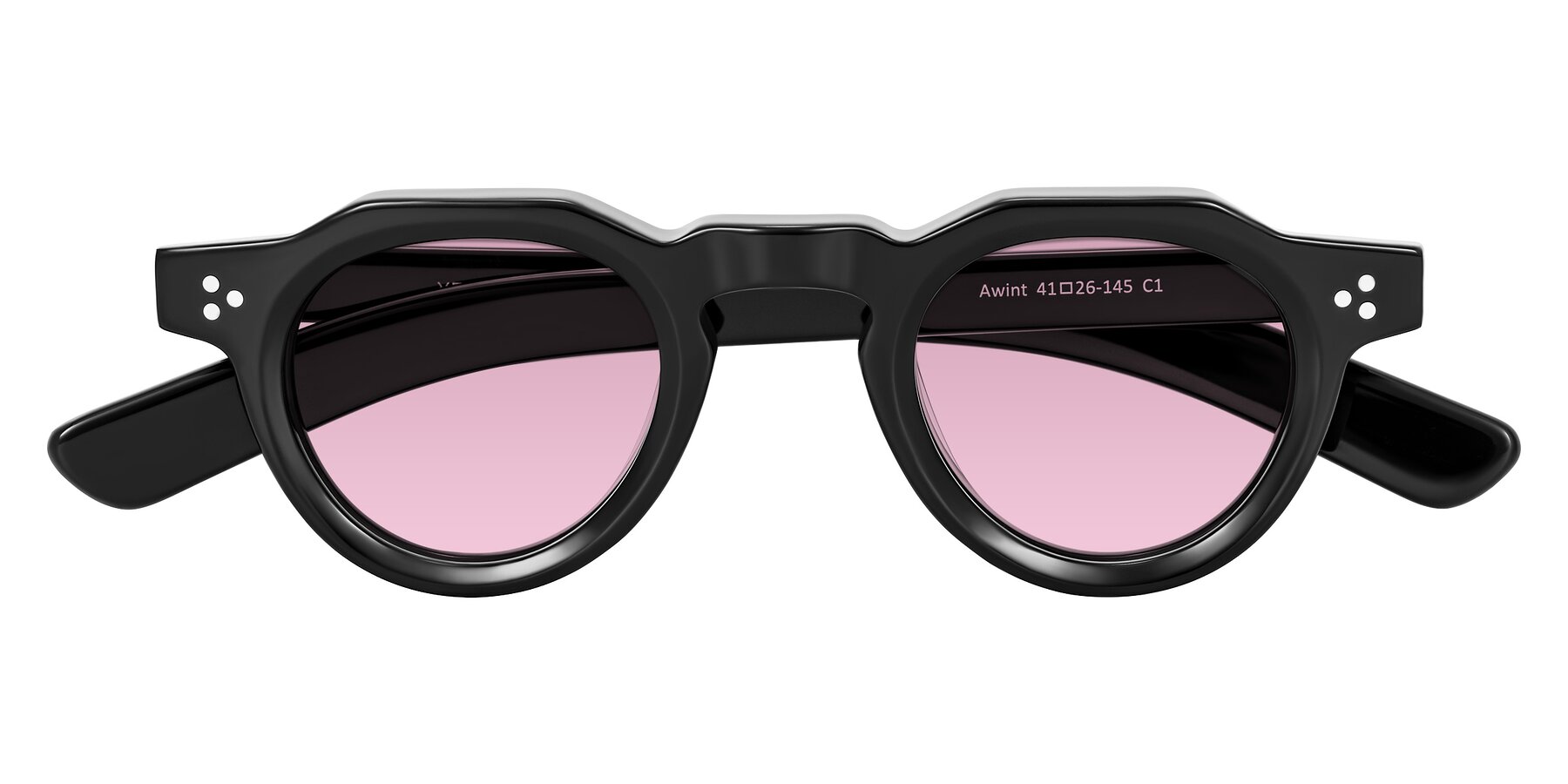 Folded Front of Awint in Black with Light Wine Tinted Lenses