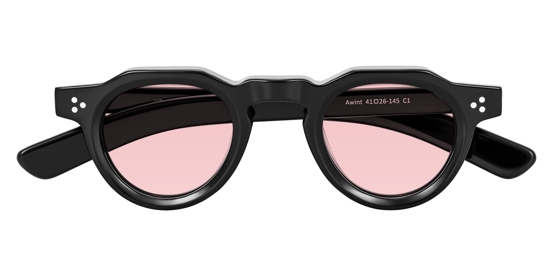 Folded Front of Awint in Black with Light Garnet Tinted Lenses