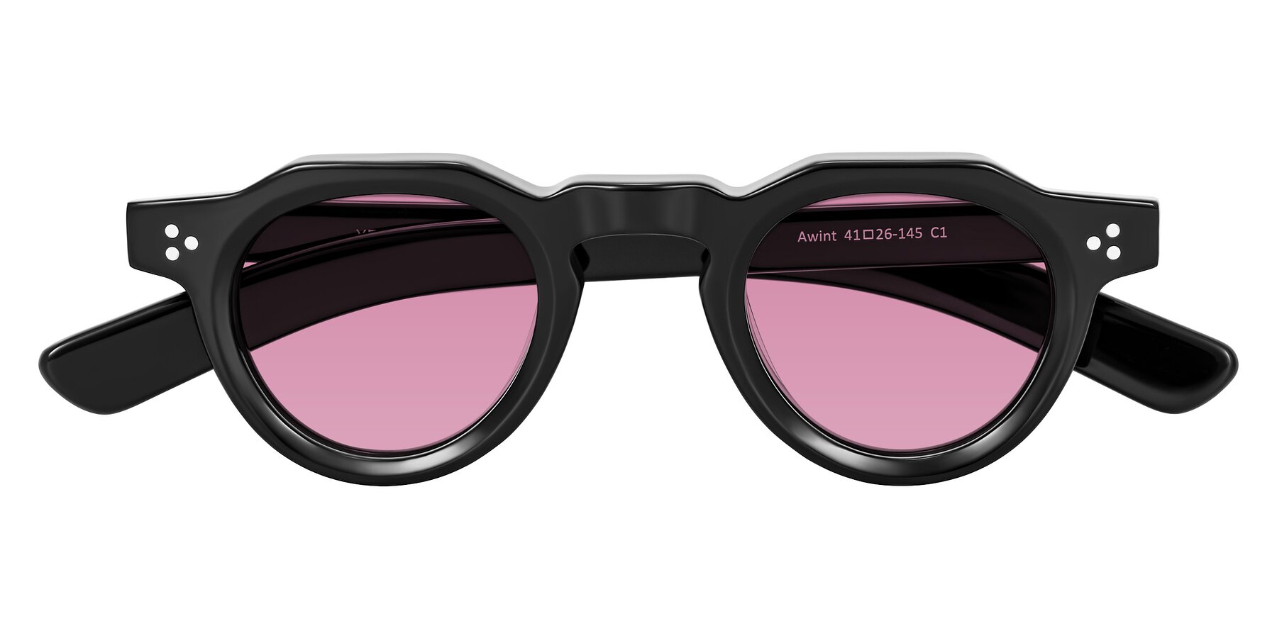 Folded Front of Awint in Black with Medium Wine Tinted Lenses