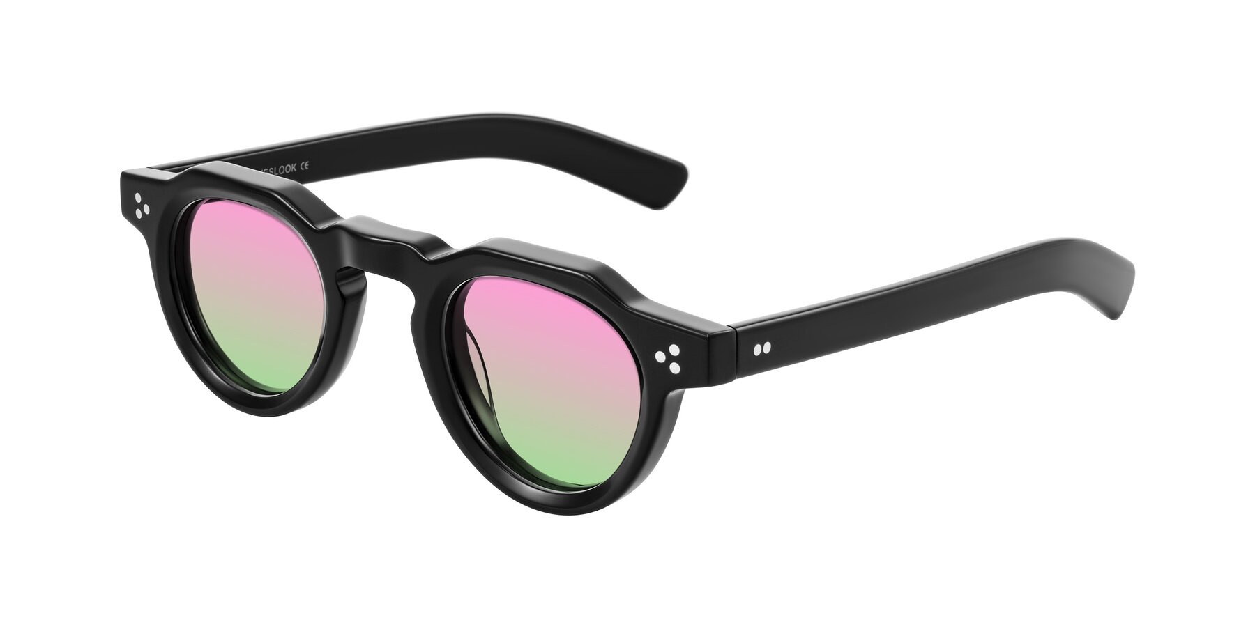 Angle of Awint in Black with Pink / Green Gradient Lenses
