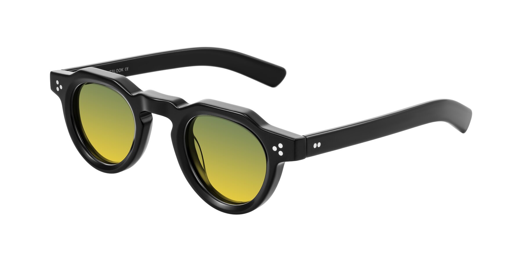 Angle of Awint in Black with Green / Yellow Gradient Lenses