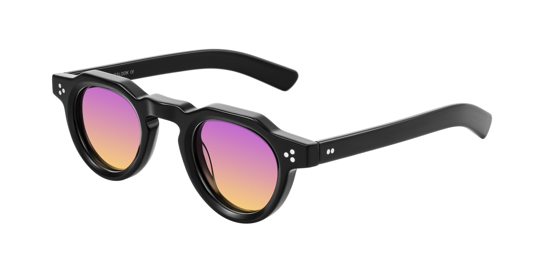 Angle of Awint in Black with Purple / Yellow Gradient Lenses
