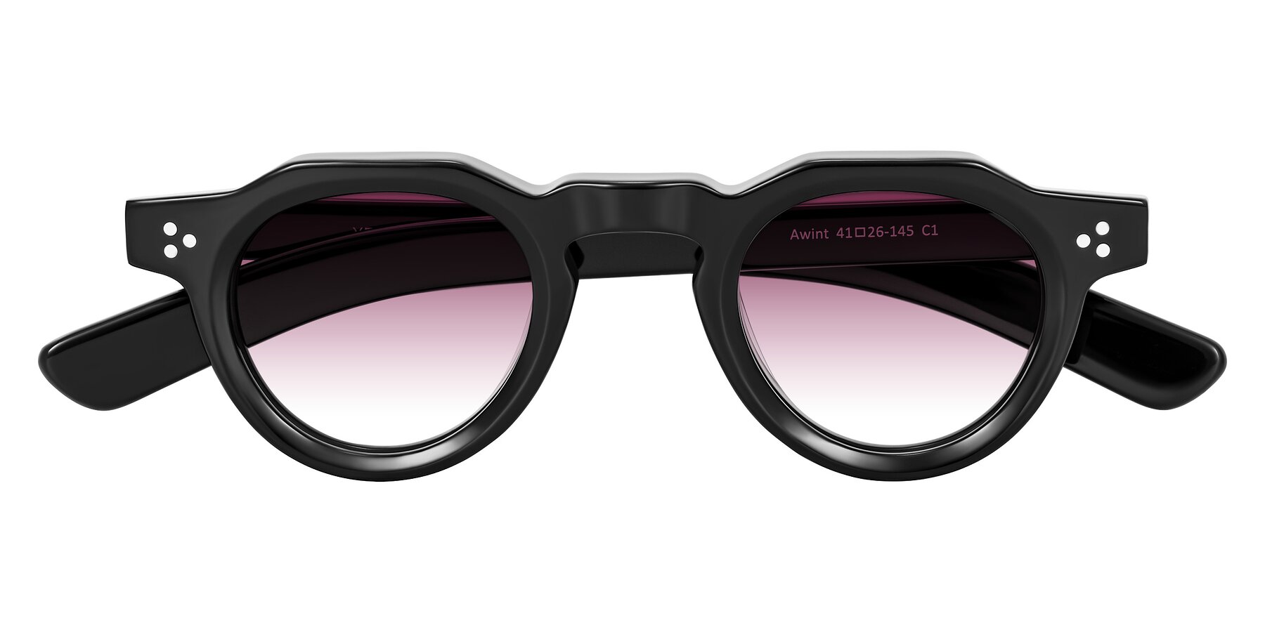 Folded Front of Awint in Black with Wine Gradient Lenses