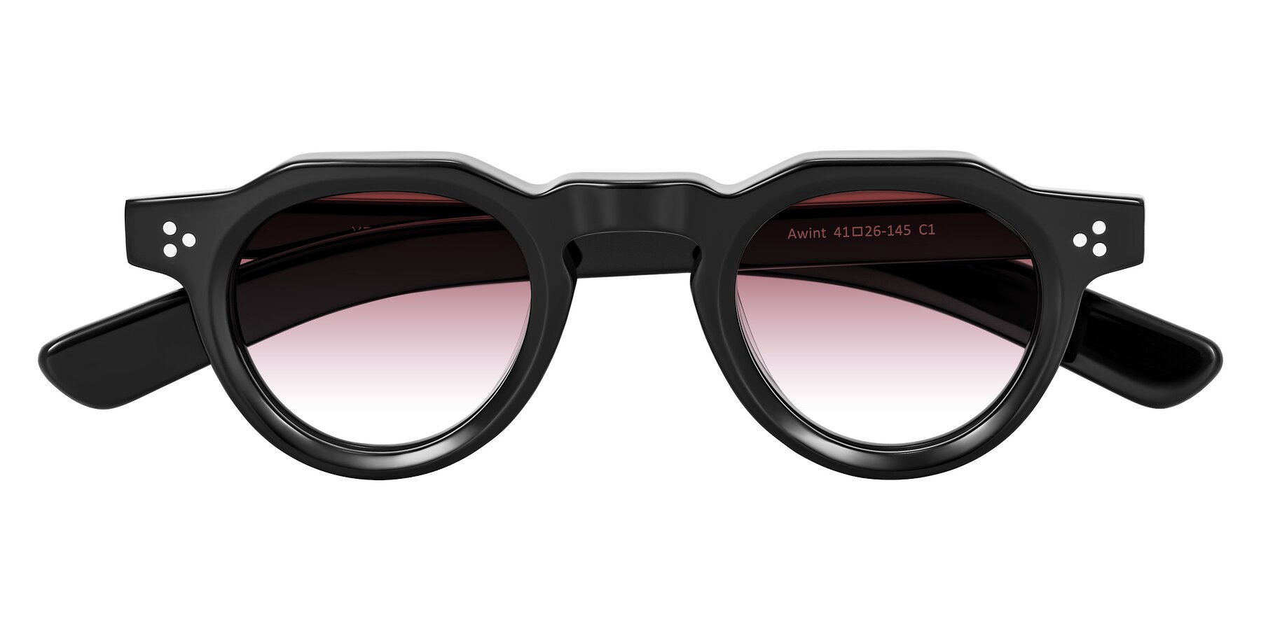 Folded Front of Awint in Black with Garnet Gradient Lenses