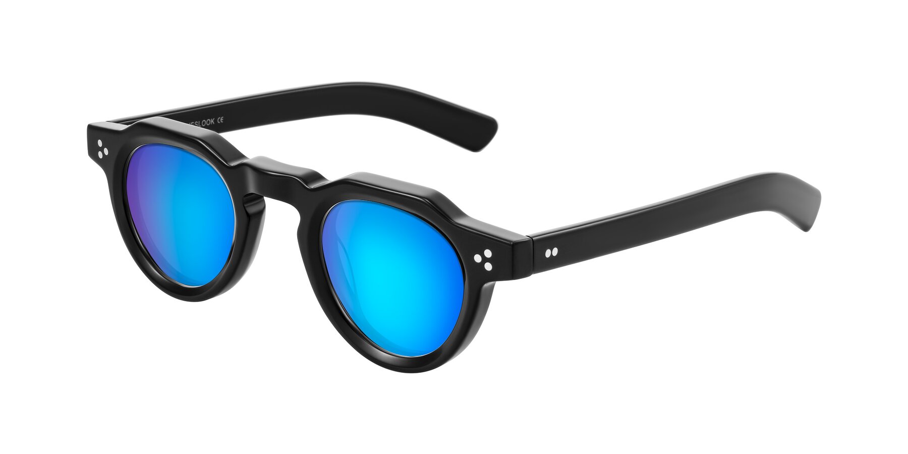 Angle of Awint in Black with Blue Mirrored Lenses