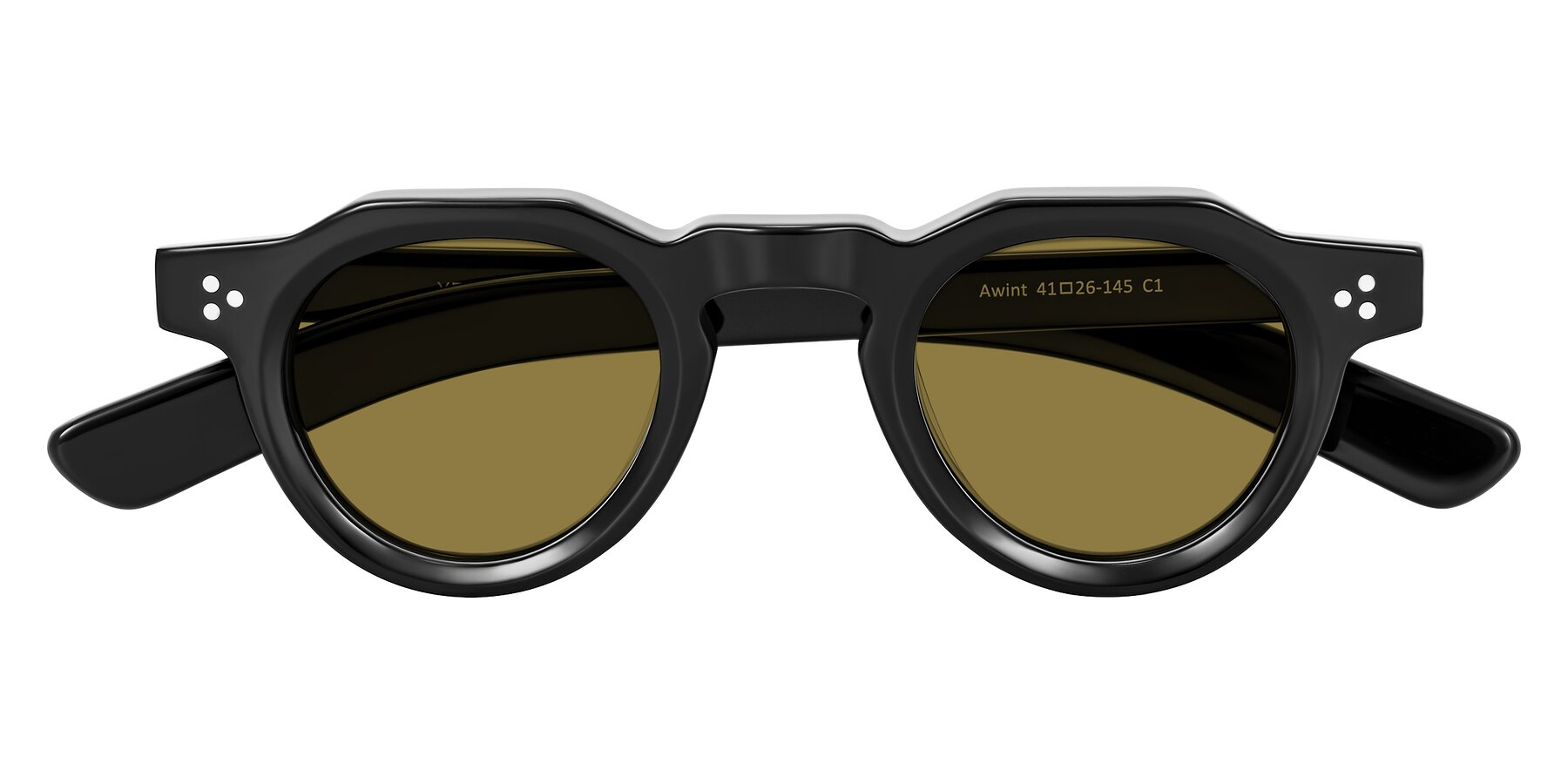 Folded Front of Awint in Black with Brown Polarized Lenses