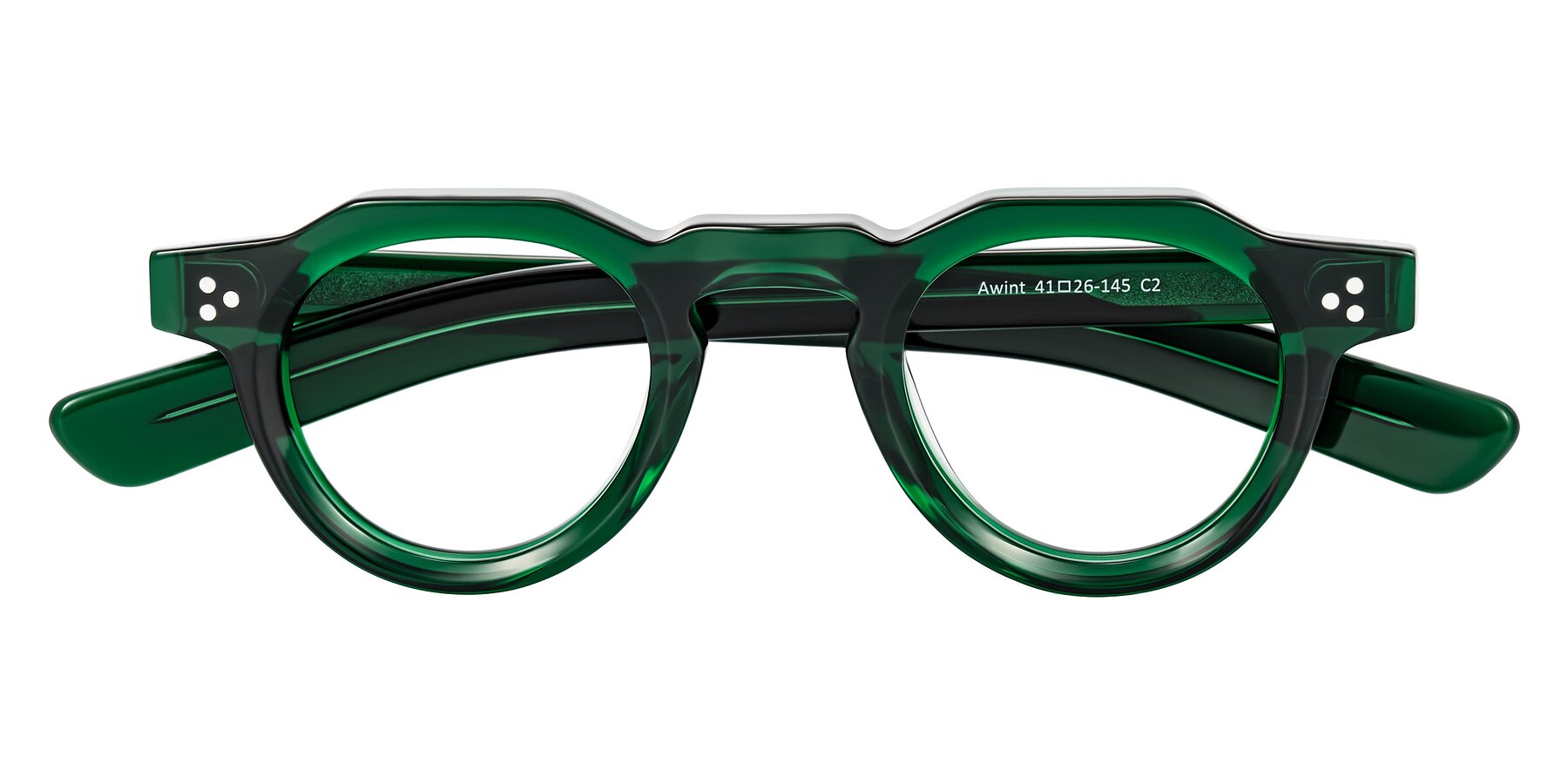 Folded Front of Awint in Emerald Green with Clear Blue Light Blocking Lenses
