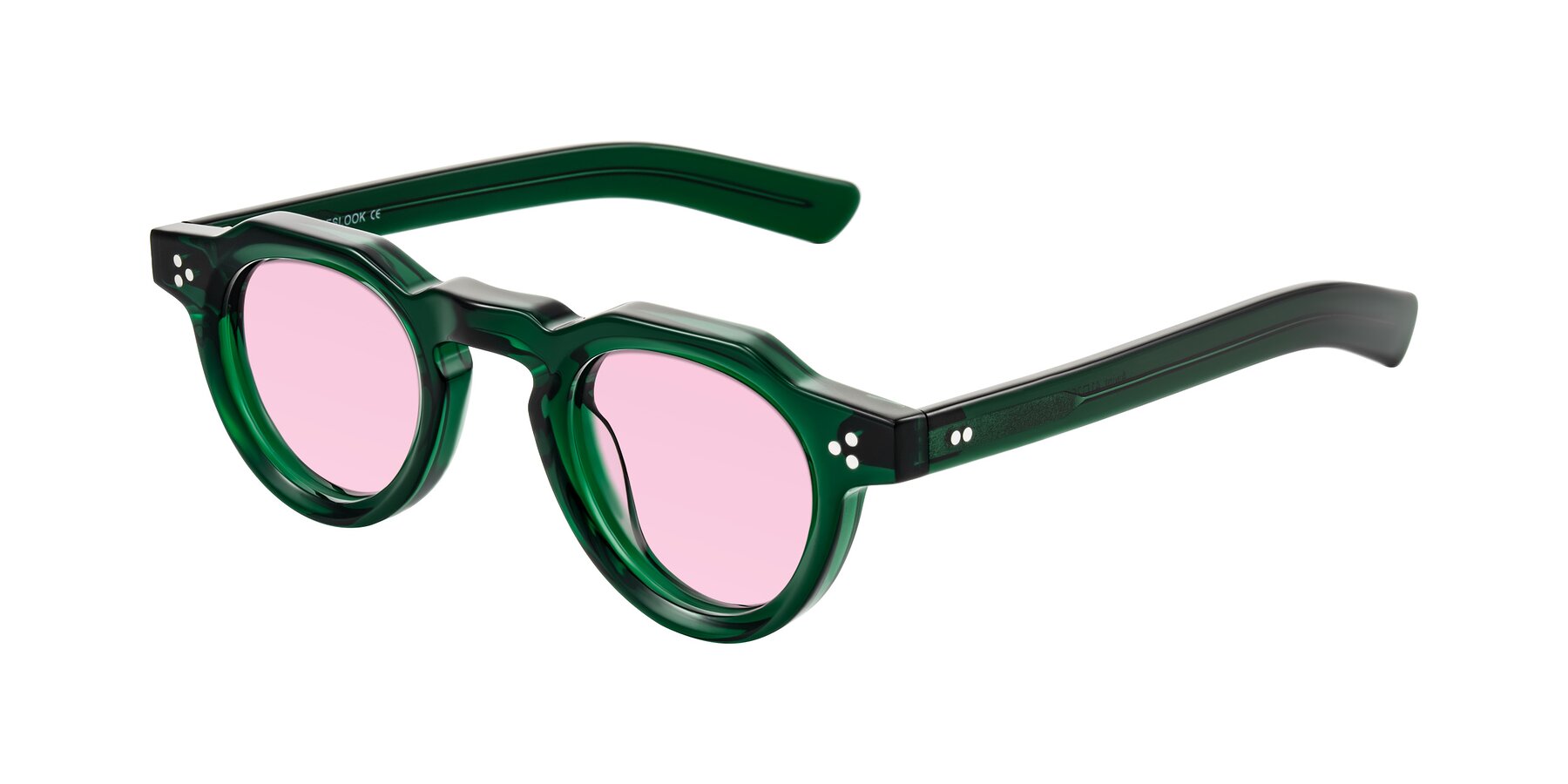 Angle of Awint in Emerald Green with Light Pink Tinted Lenses