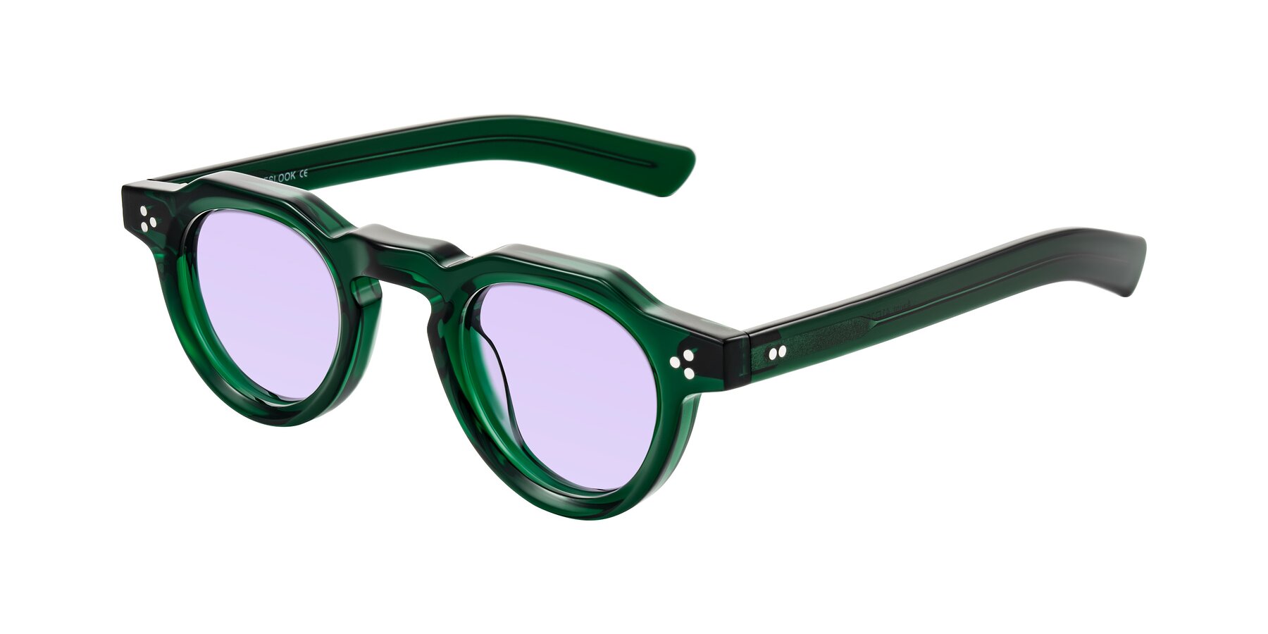 Angle of Awint in Emerald Green with Light Purple Tinted Lenses