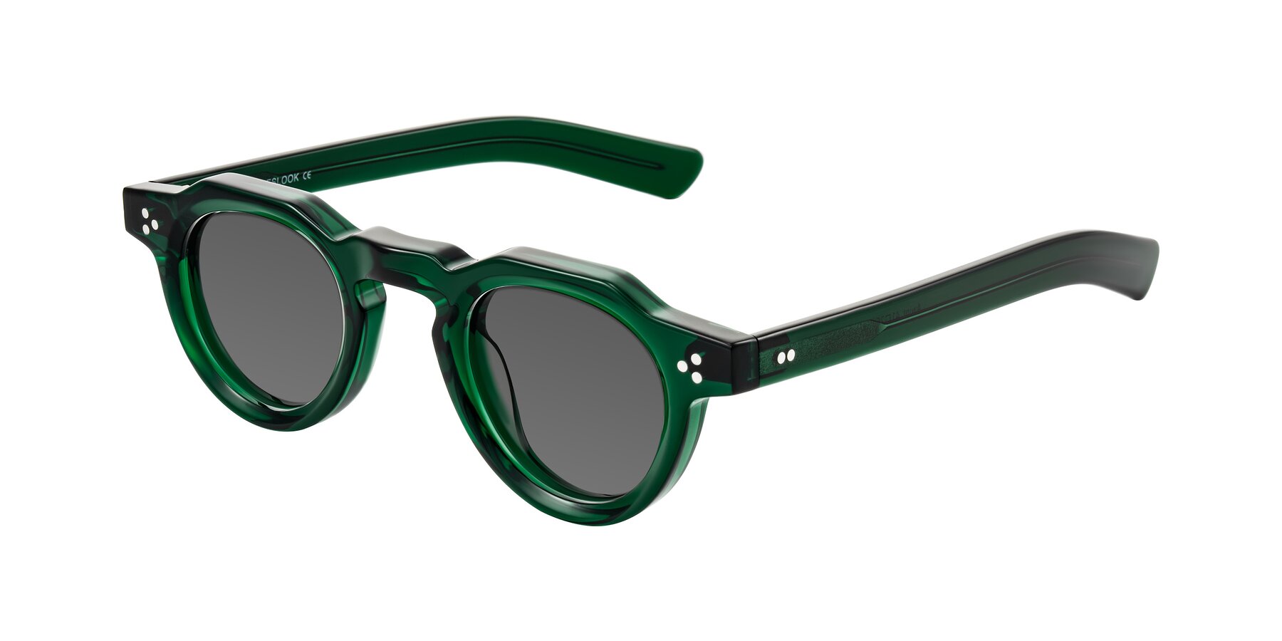 Angle of Awint in Emerald Green with Medium Gray Tinted Lenses