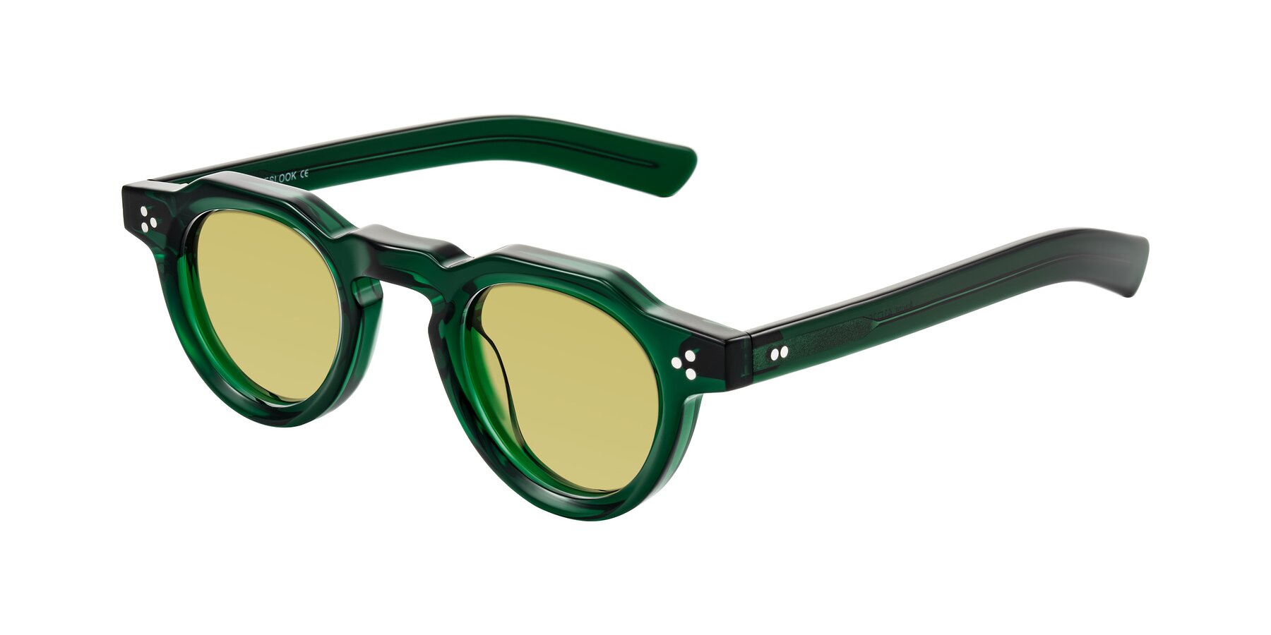Angle of Awint in Emerald Green with Medium Champagne Tinted Lenses