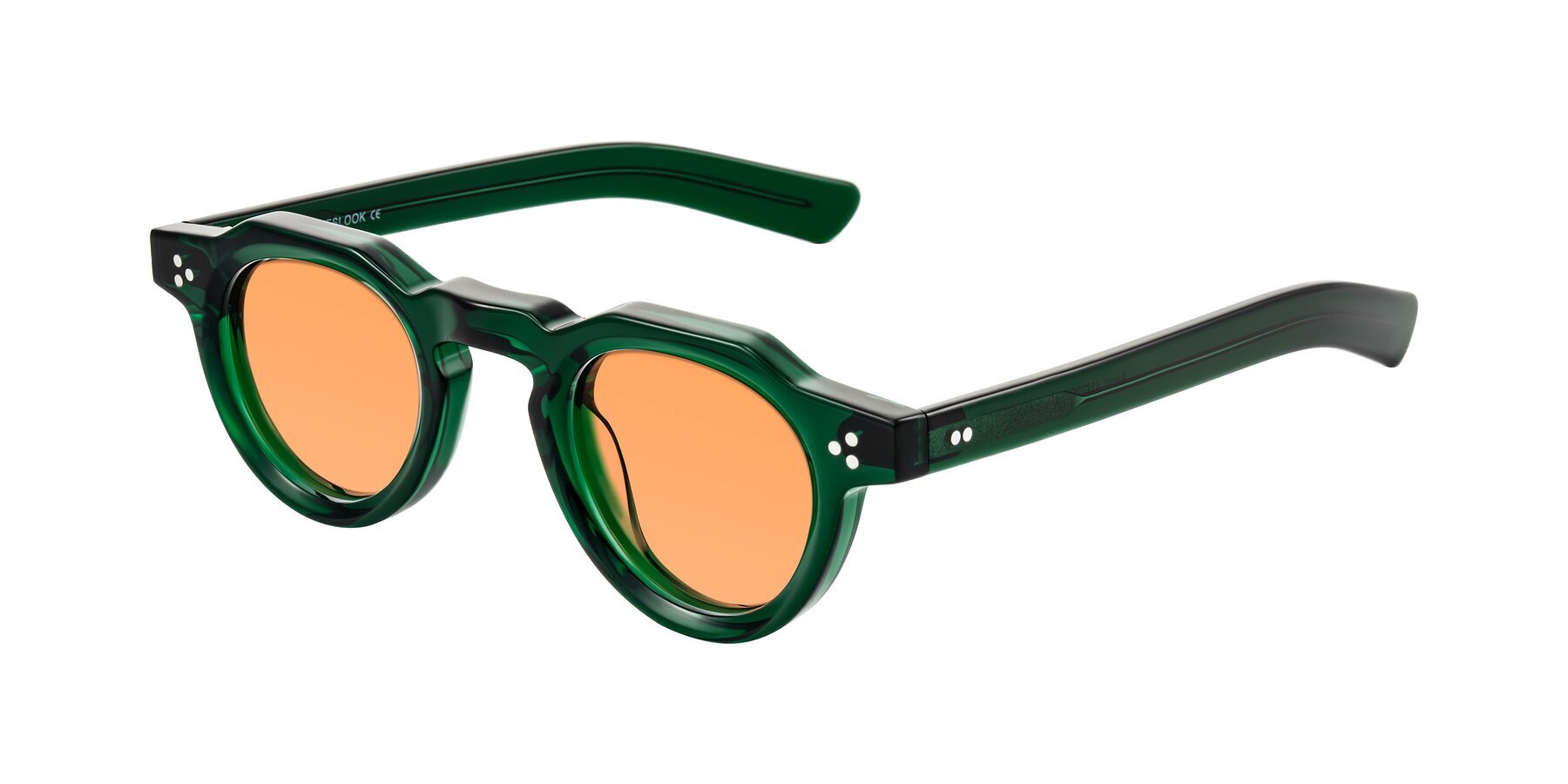Angle of Awint in Emerald Green with Medium Orange Tinted Lenses