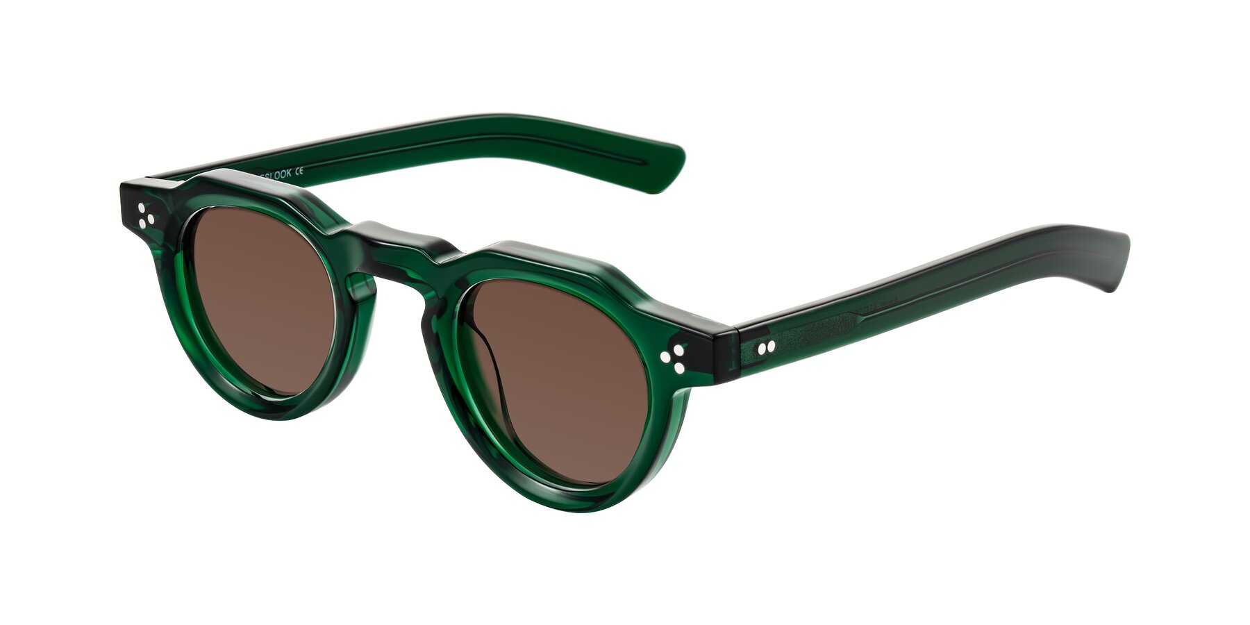 Angle of Awint in Emerald Green with Brown Tinted Lenses