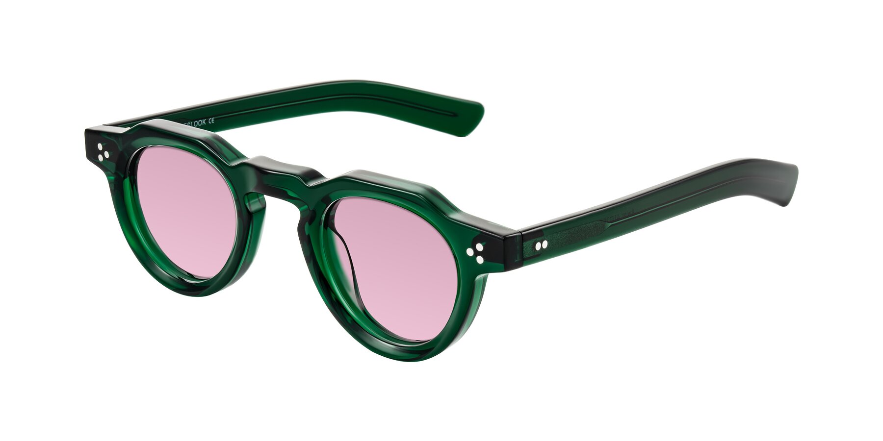 Angle of Awint in Emerald Green with Light Wine Tinted Lenses