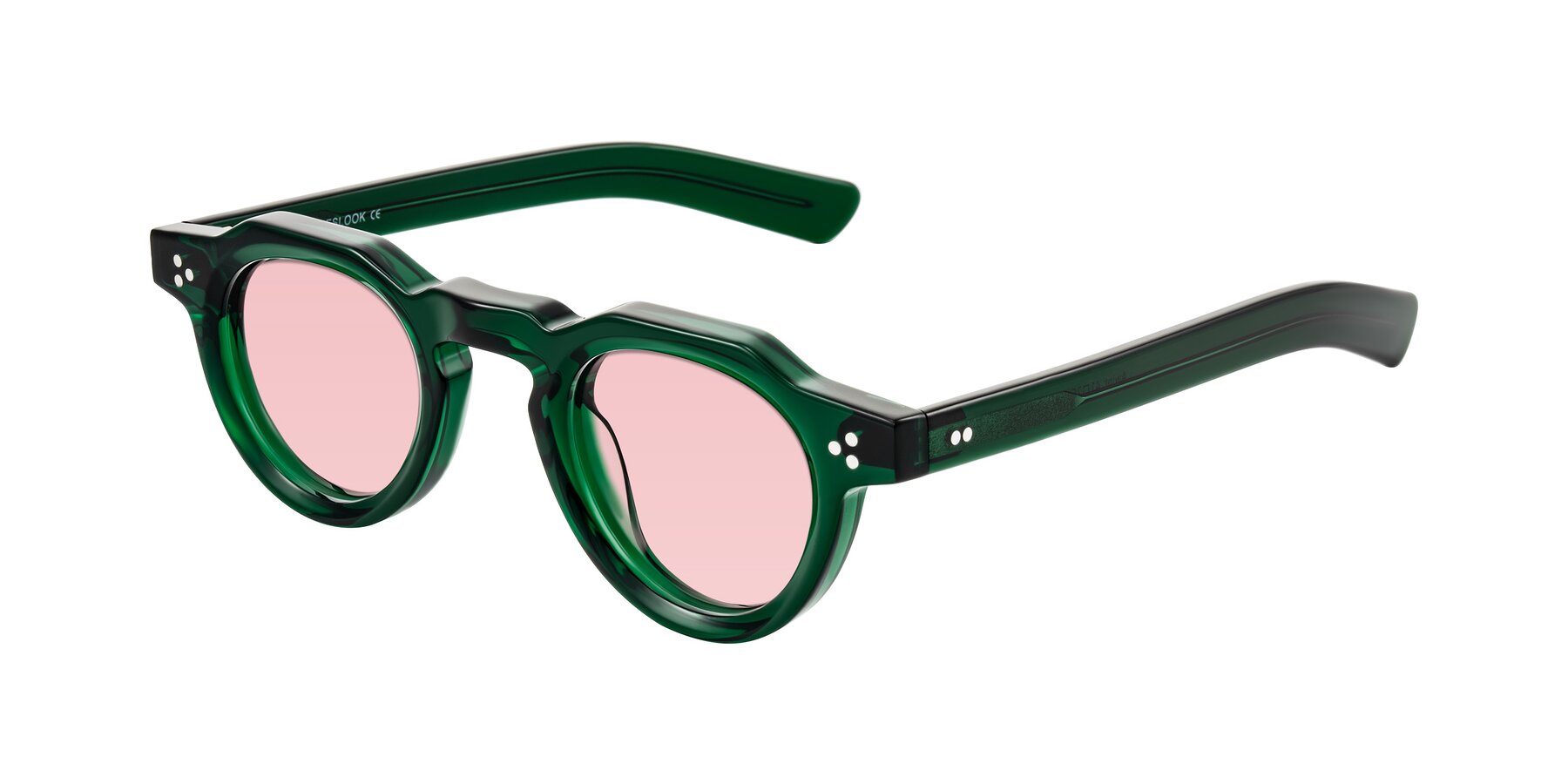 Angle of Awint in Emerald Green with Light Garnet Tinted Lenses