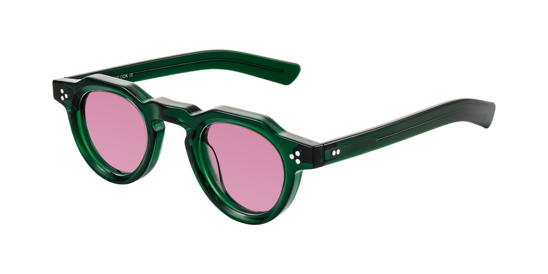 Angle of Awint in Emerald Green with Medium Wine Tinted Lenses