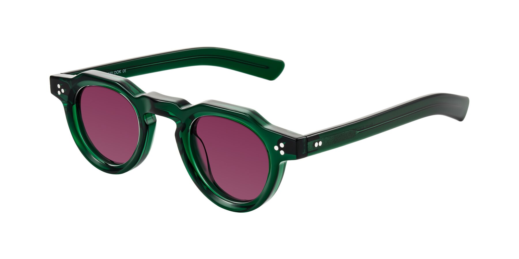 Angle of Awint in Emerald Green with Wine Tinted Lenses