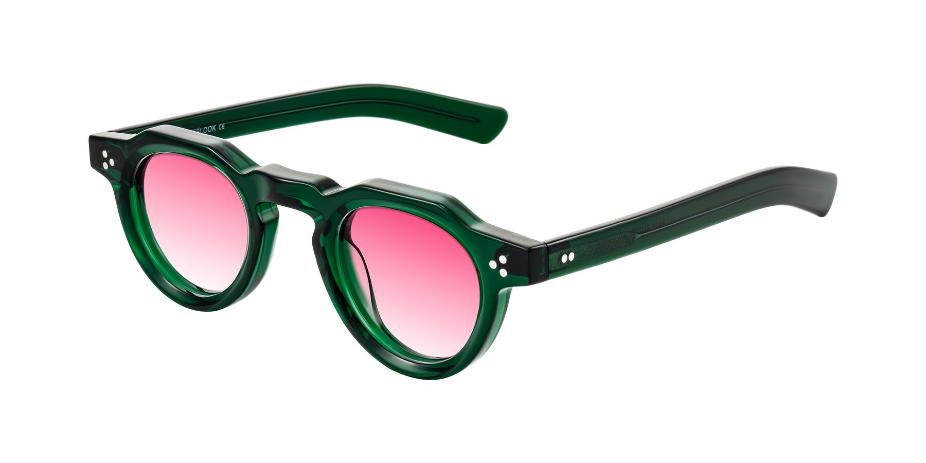 Angle of Awint in Emerald Green with Pink Gradient Lenses