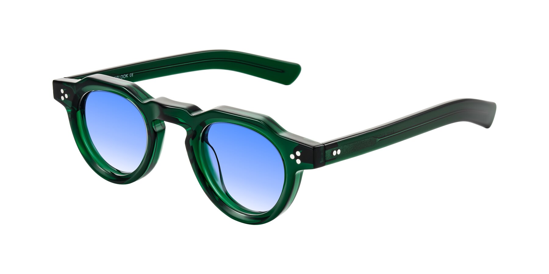 Angle of Awint in Emerald Green with Blue Gradient Lenses