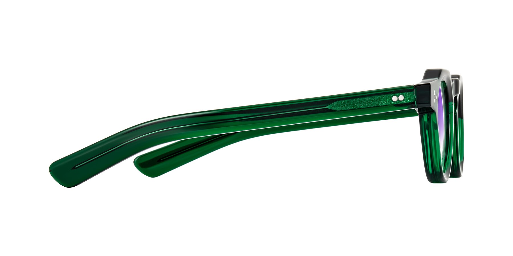 Side of Awint in Emerald Green with Purple Gradient Lenses