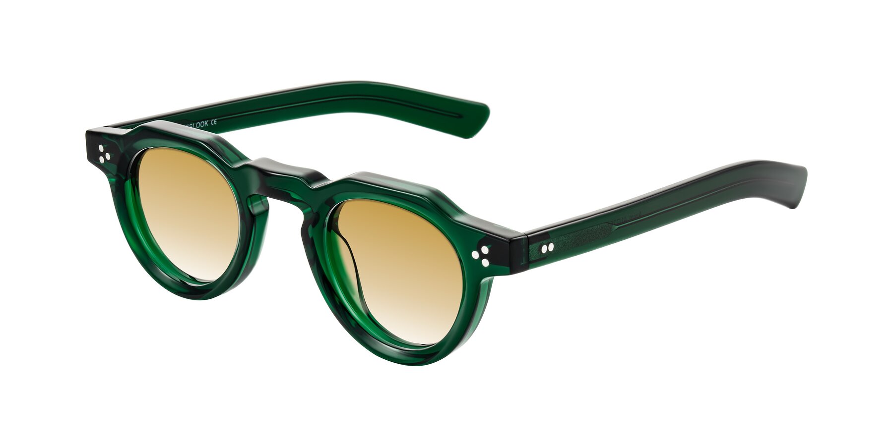 Angle of Awint in Emerald Green with Champagne Gradient Lenses