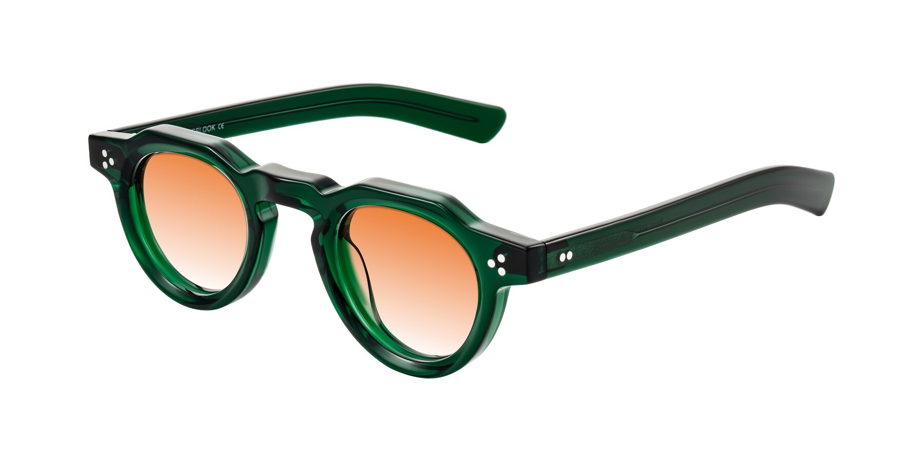 Angle of Awint in Emerald Green with Orange Gradient Lenses