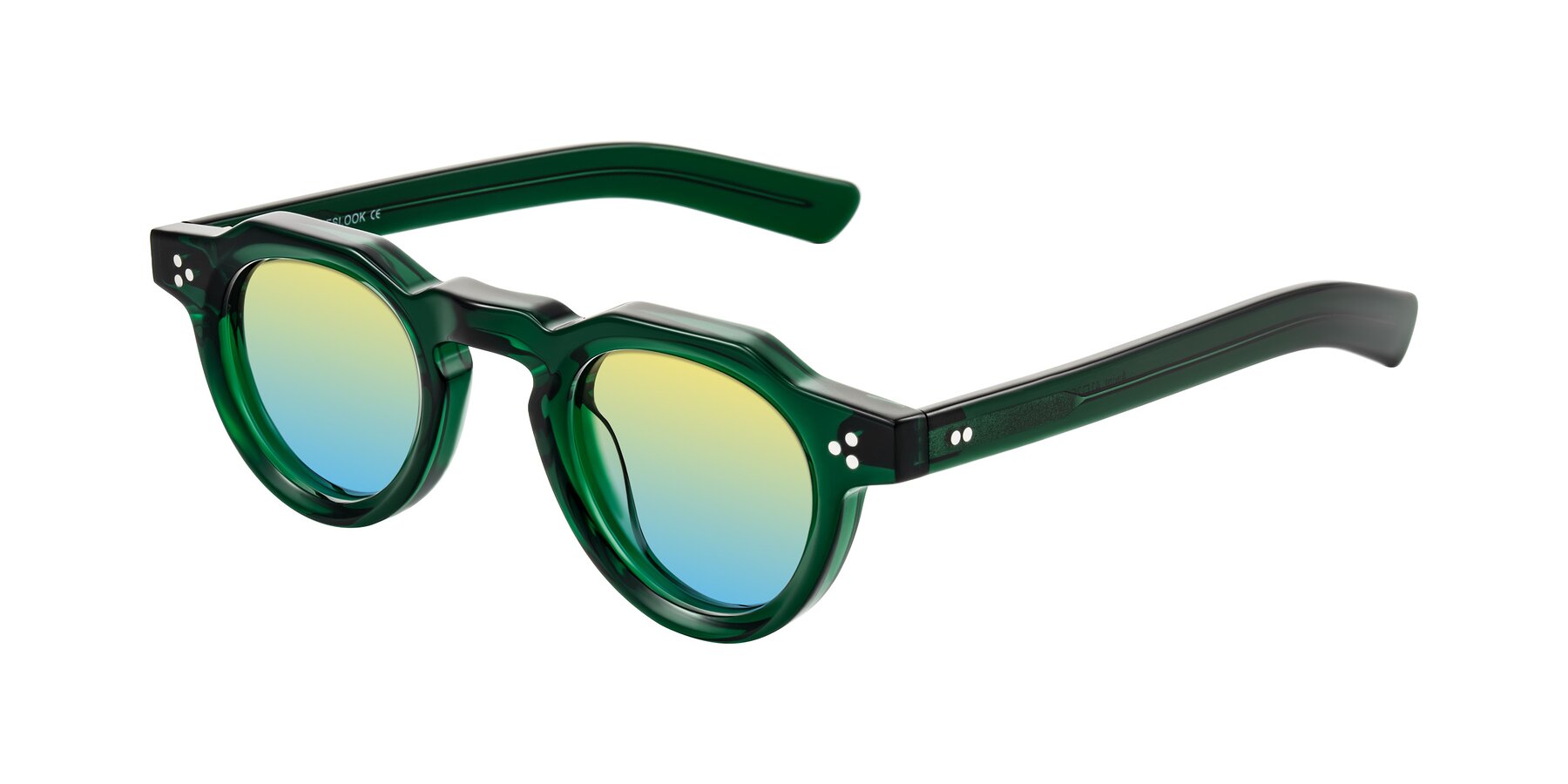 Angle of Awint in Emerald Green with Yellow / Blue Gradient Lenses