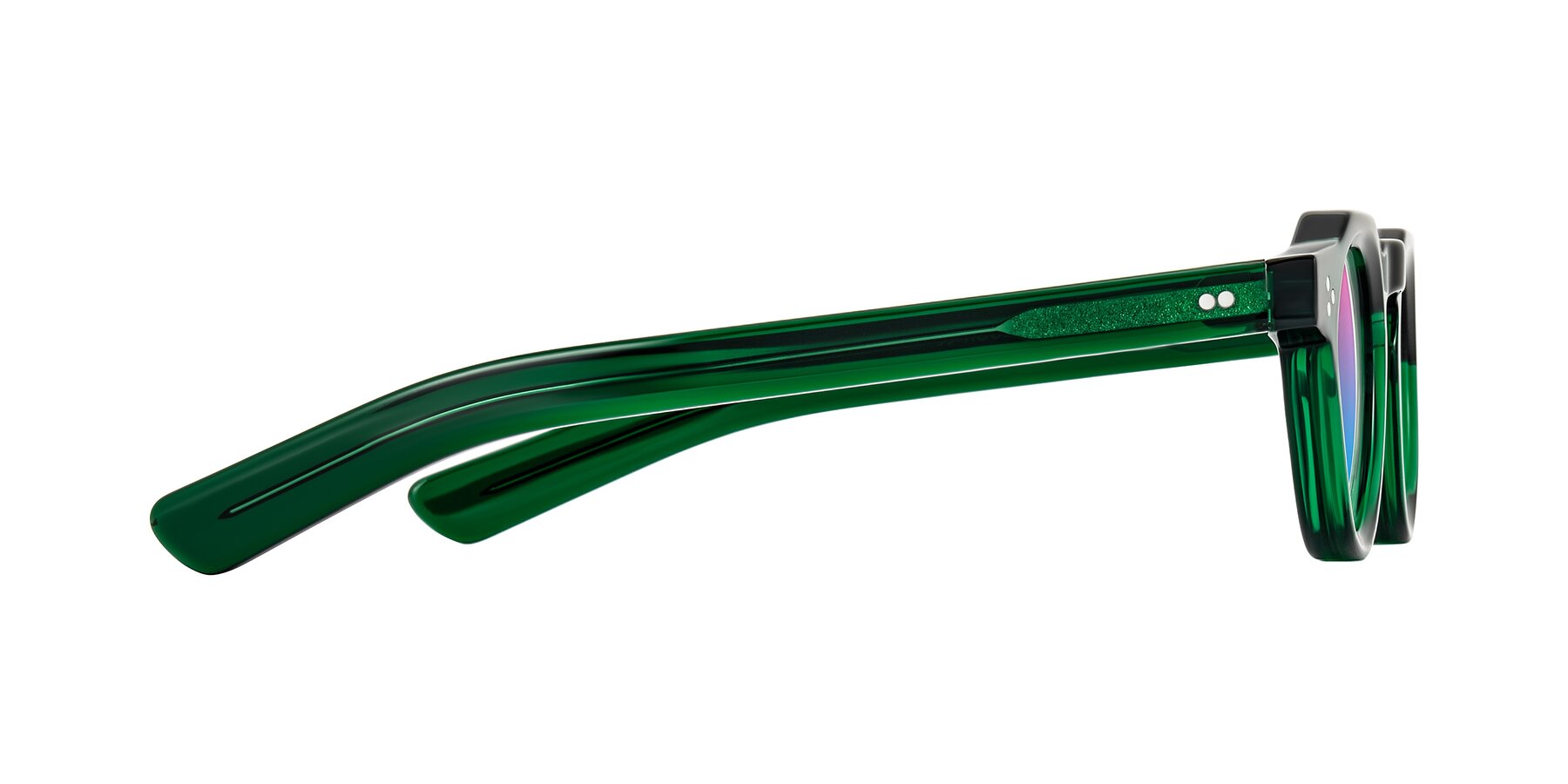 Side of Awint in Emerald Green with Pink / Blue Gradient Lenses