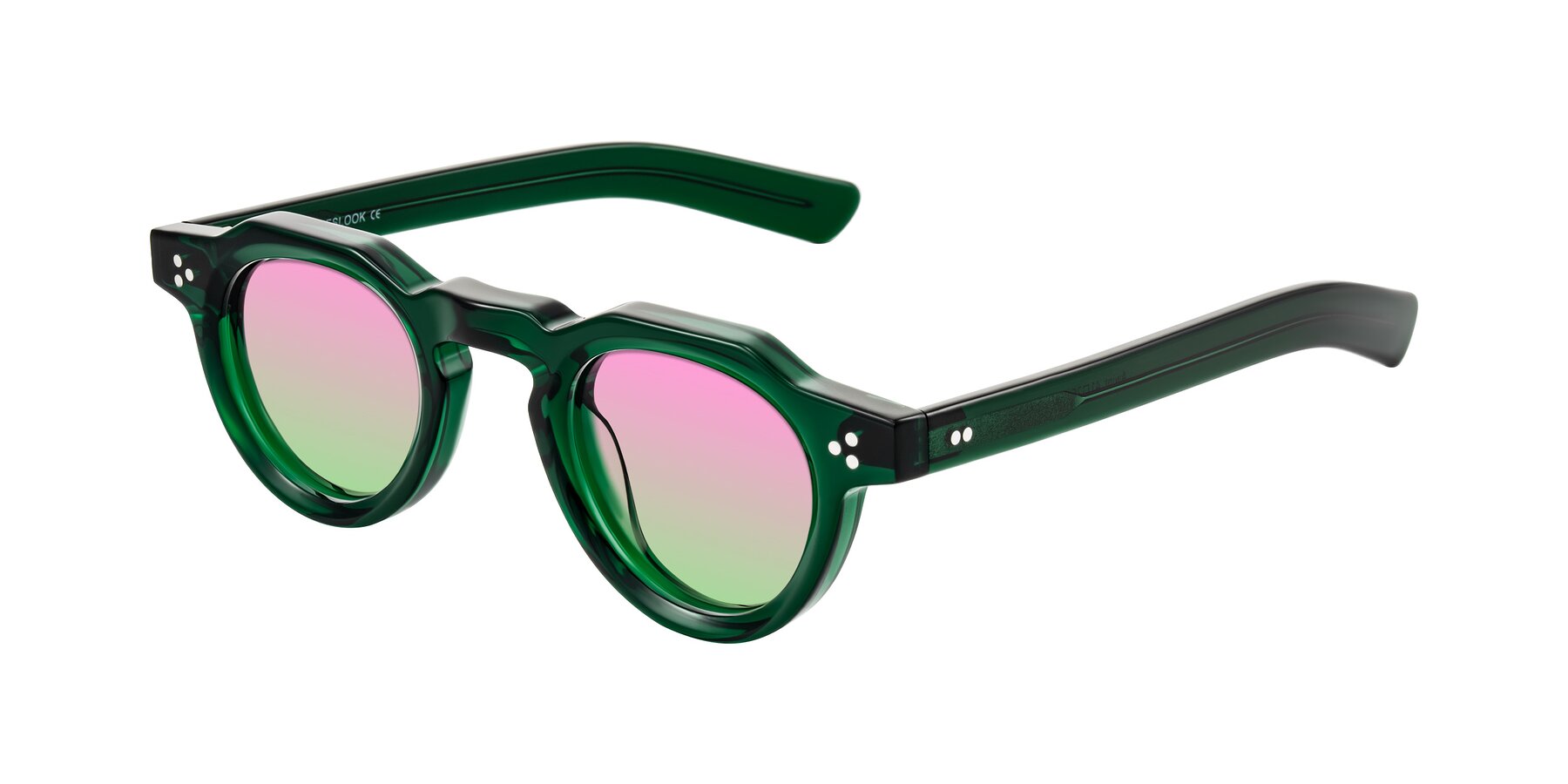 Angle of Awint in Emerald Green with Pink / Green Gradient Lenses