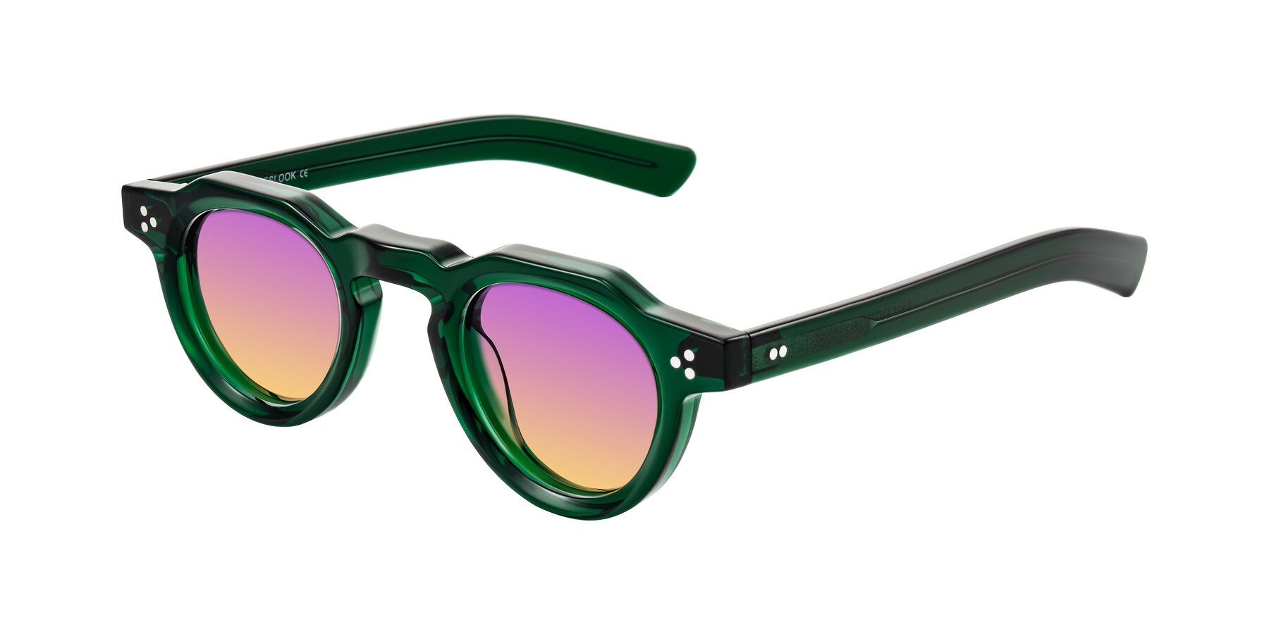 Angle of Awint in Emerald Green with Purple / Yellow Gradient Lenses