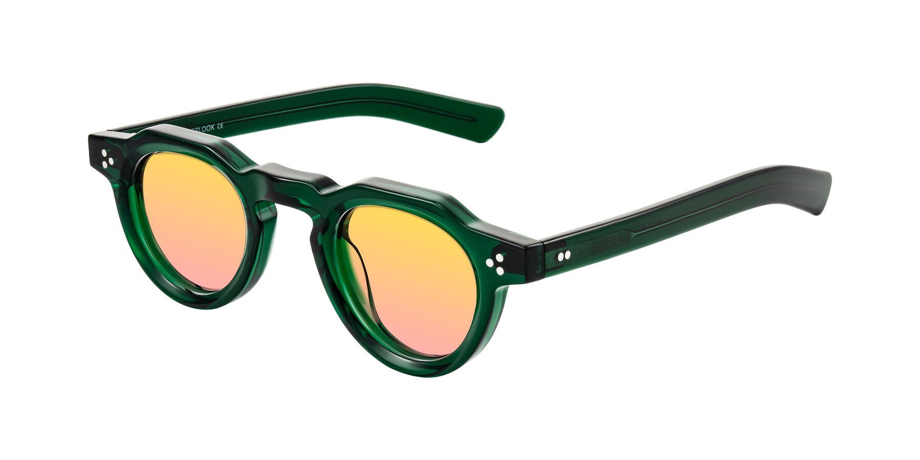Angle of Awint in Emerald Green with Yellow / Pink Gradient Lenses