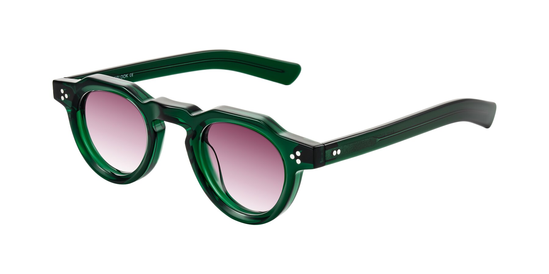 Angle of Awint in Emerald Green with Wine Gradient Lenses