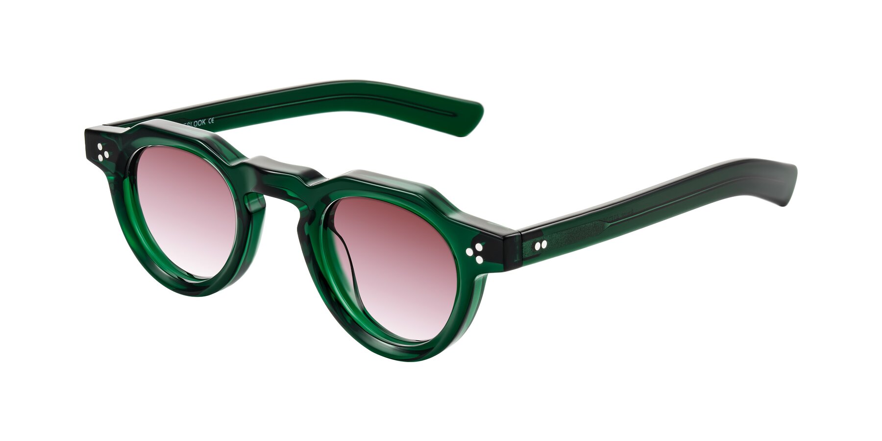 Angle of Awint in Emerald Green with Garnet Gradient Lenses