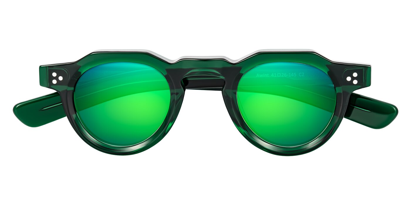 Awint - Emerald Green Flash Mirrored Sunglasses