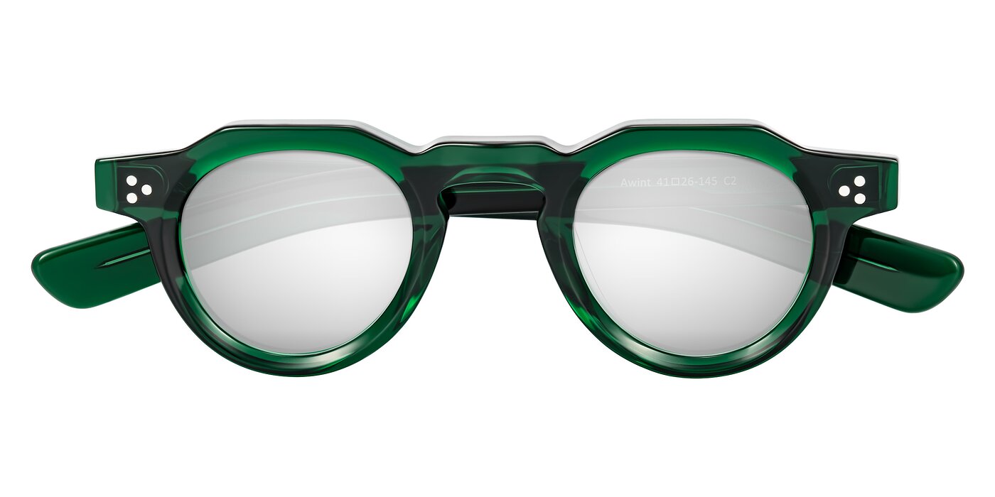 Awint - Emerald Green Flash Mirrored Sunglasses