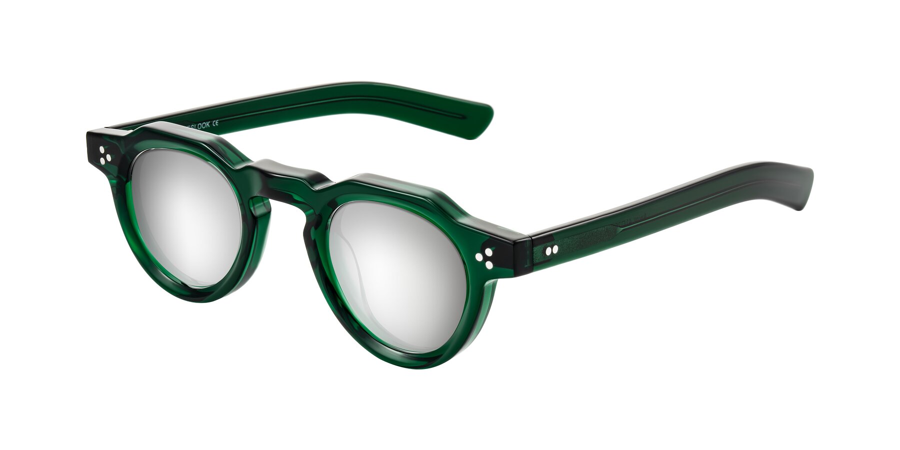 Angle of Awint in Emerald Green with Silver Mirrored Lenses